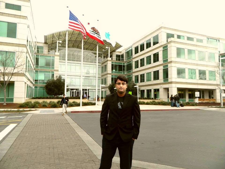 Ghulam Sarwar outside Apple Campus, Cupertino, California